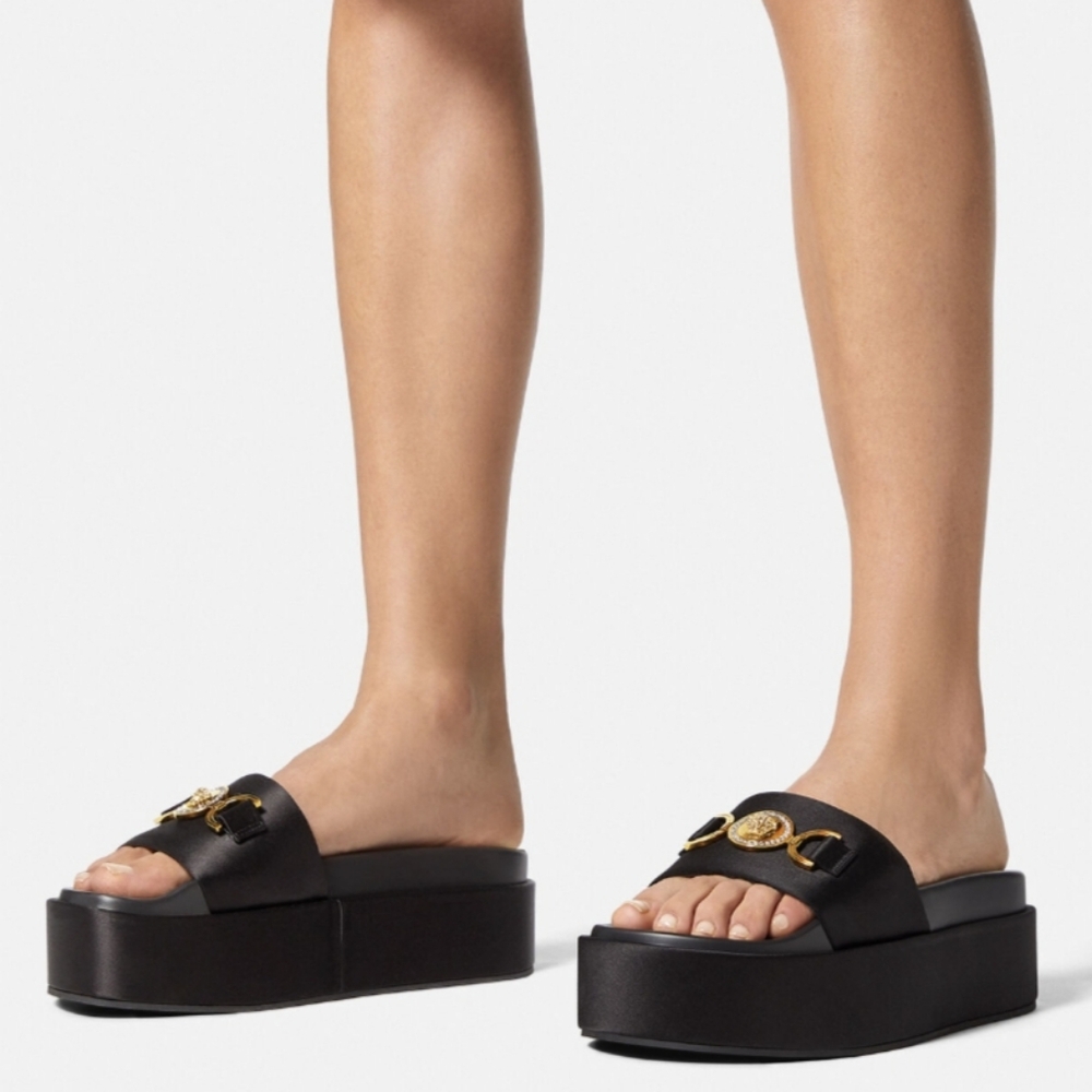 Versace Medusa Biggie Satin Platform Slides